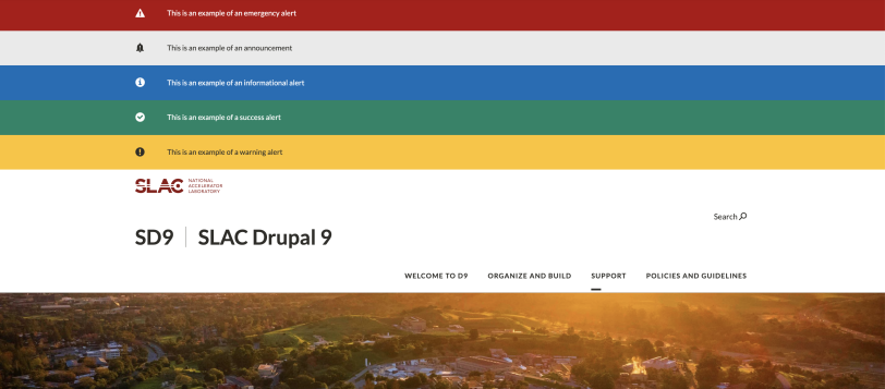 screenshot of sitewide alerts stacked