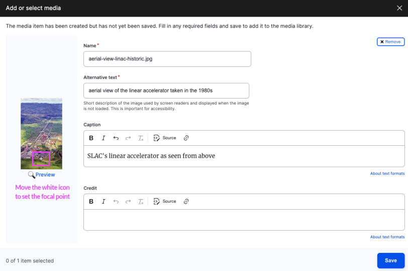 screenshot of drupal guide focal point