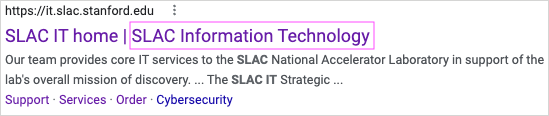 Annotation showing “SLAC Information Technology” is found as a result of a Google search.